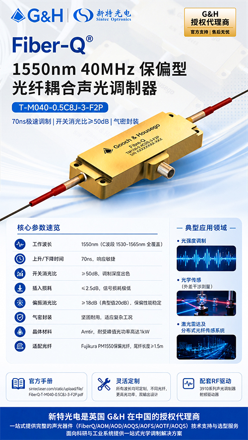 Fiber-Q® 1550nm 40MHz保偏光纤耦合声光调制器